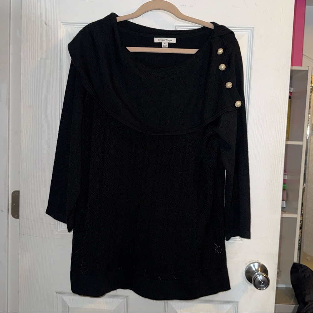 Black Button-Detail Sweater